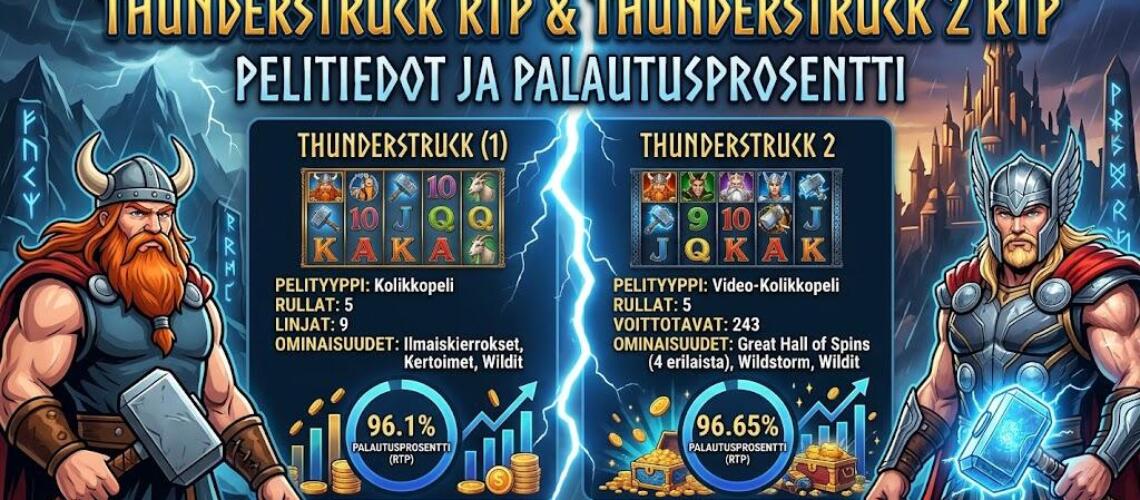 Thunderstruck RTP ja Thunderstruck 2 RTP – palautusprosentit ja erot
